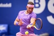 Rafael Nadal hitting a forehand